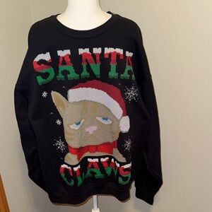 New Christmas Holiday Cat Sweatshirt “Santa Claws” -XL